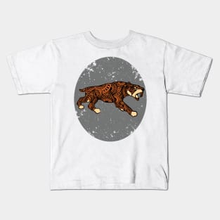 Saber Tooth Tiger Mandala style Kids T-Shirt